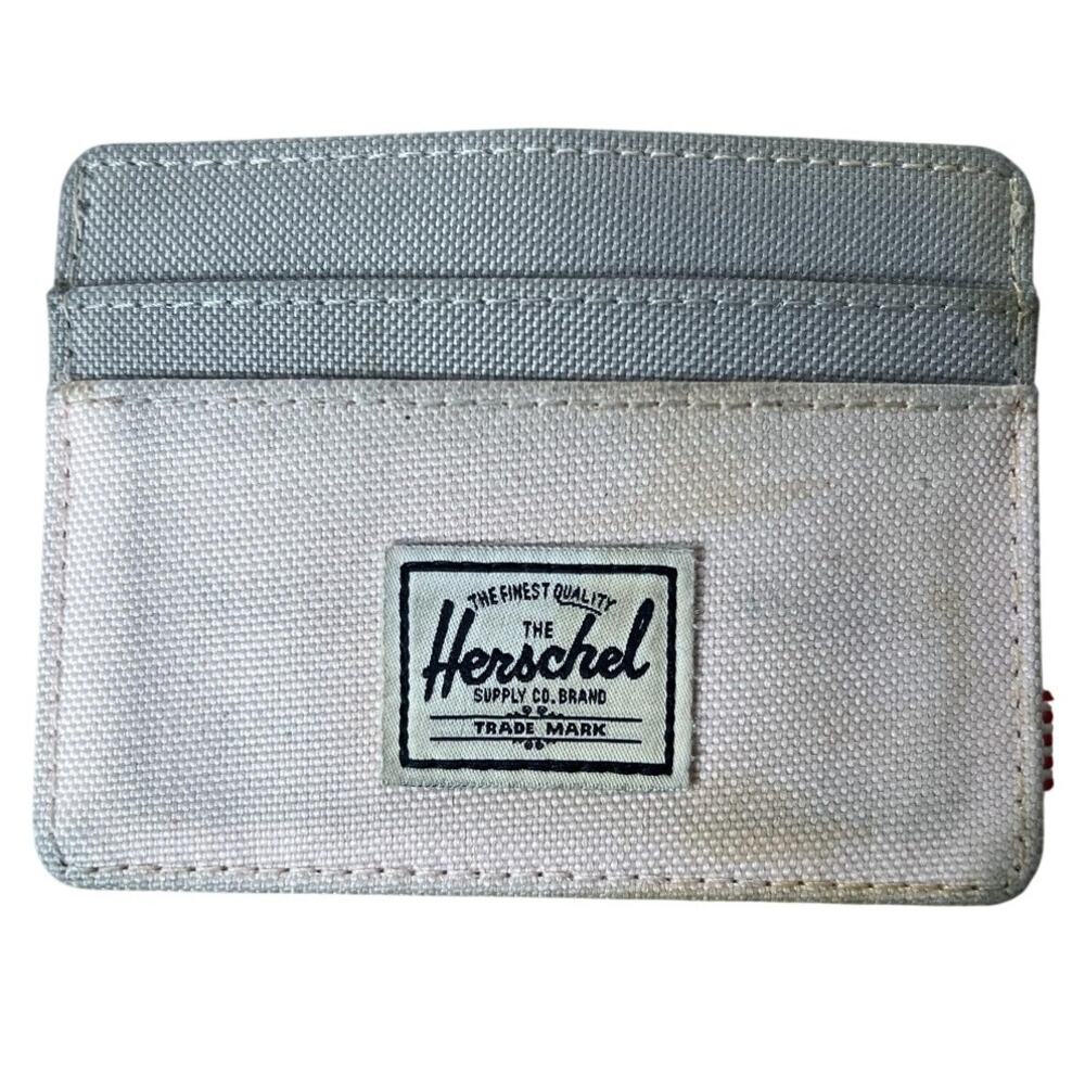 Herschel Wallet Mens One Size Pink Mini Canvas Credit Card Logo Striped Lining